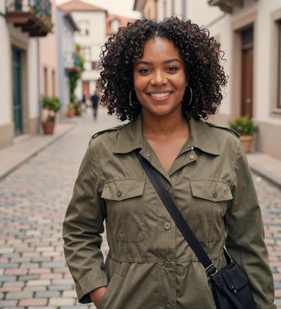Black woman on a weekend travel trip, a member interested in soldier dating