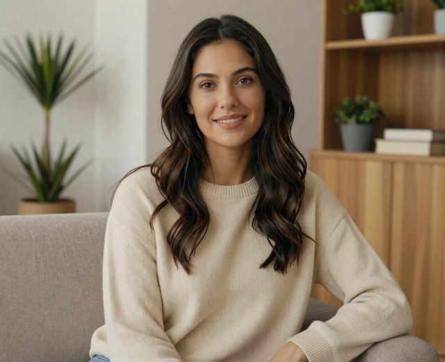 Latina woman smiling in a modern apartment, illustrating the rise of military online dating websites